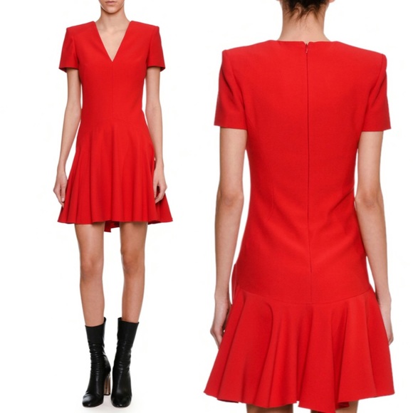 NEW Alexander McQueen Wool Silk Fit Flare Dress 40